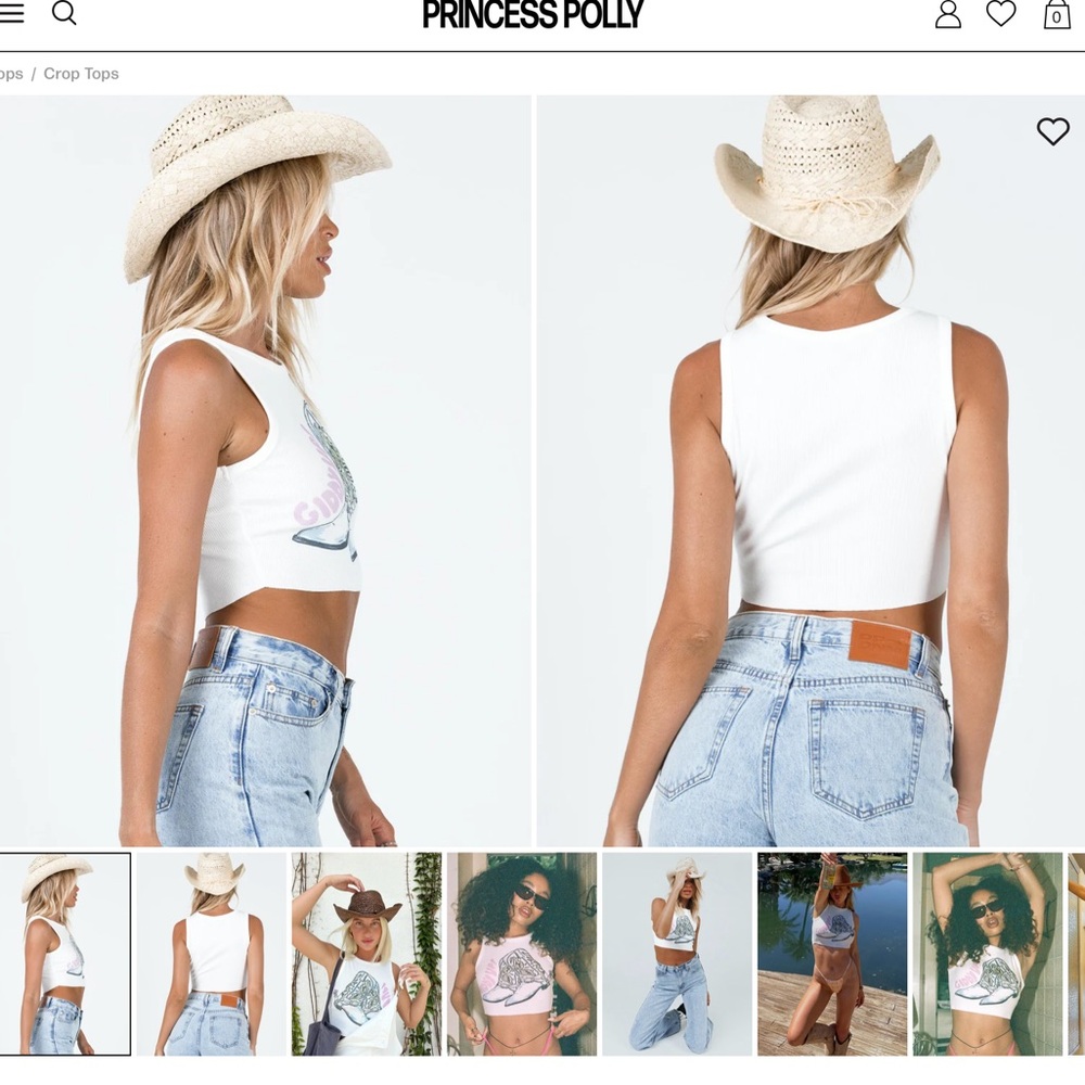 Princess Polly GIDDY UP TANK TOP WHITE - Picture 3 of 5